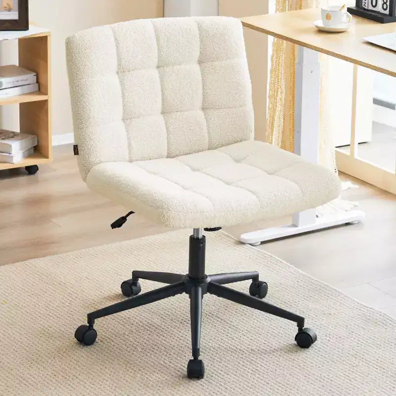 Sedia da ufficio e per attività Furniliving Swivel, finta pelliccia di montone