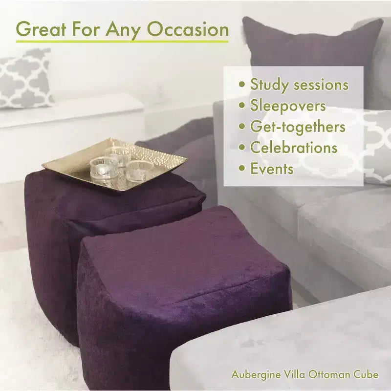Majestic Home Goods,Pouf Cubo a Righe Verticali Bruciato