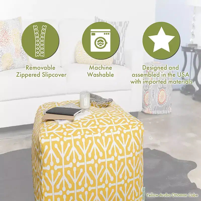 Majestic Home Goods,Pouf Cubo a Righe Verticali Bruciato