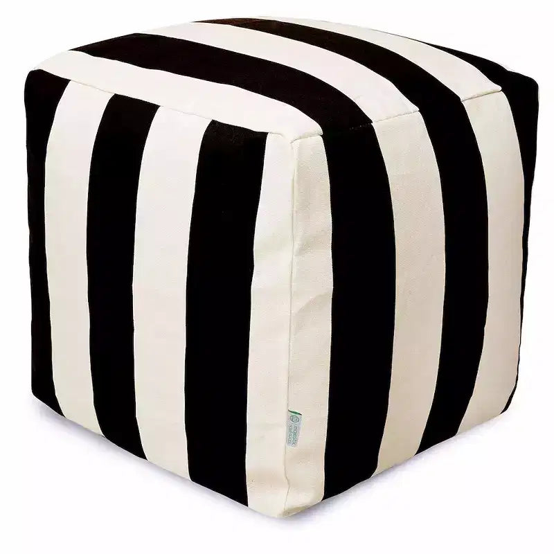 Majestic Home Goods,Pouf Cubo a Righe Verticali Bruciato