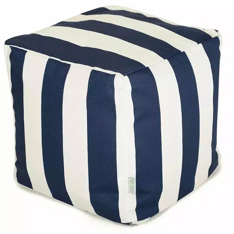 Majestic Home Goods,Pouf Cubo a Righe Verticali Bruciato