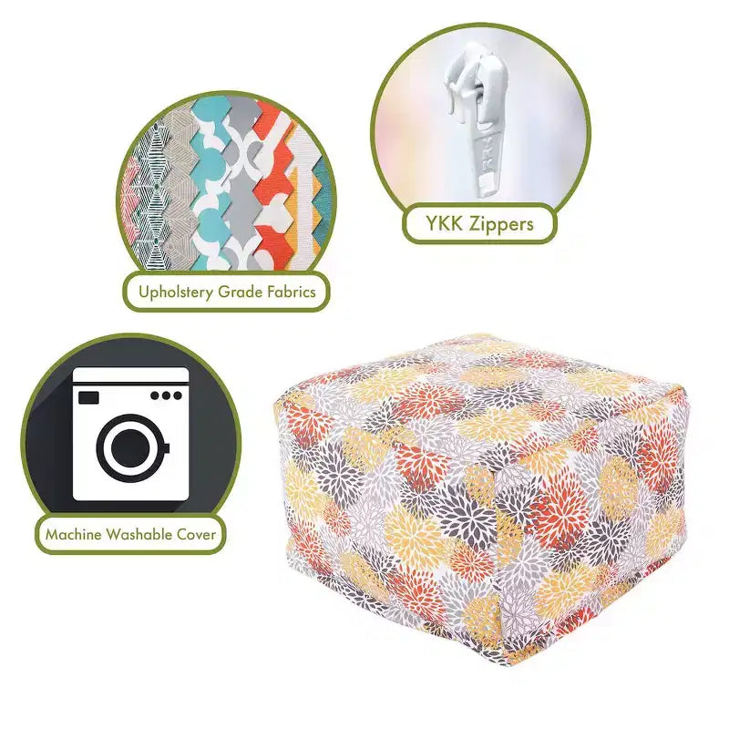 Majestic Home Goods,Pouf Ottomano Blooms Citrus