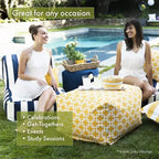 Majestic Home Goods,Pouf Ottomano Blooms Citrus