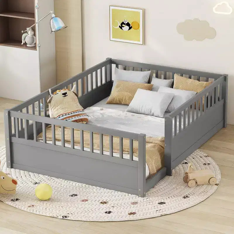 GDFStudio Julian Letto a Pavimento Moderno Montessori con Recinzione