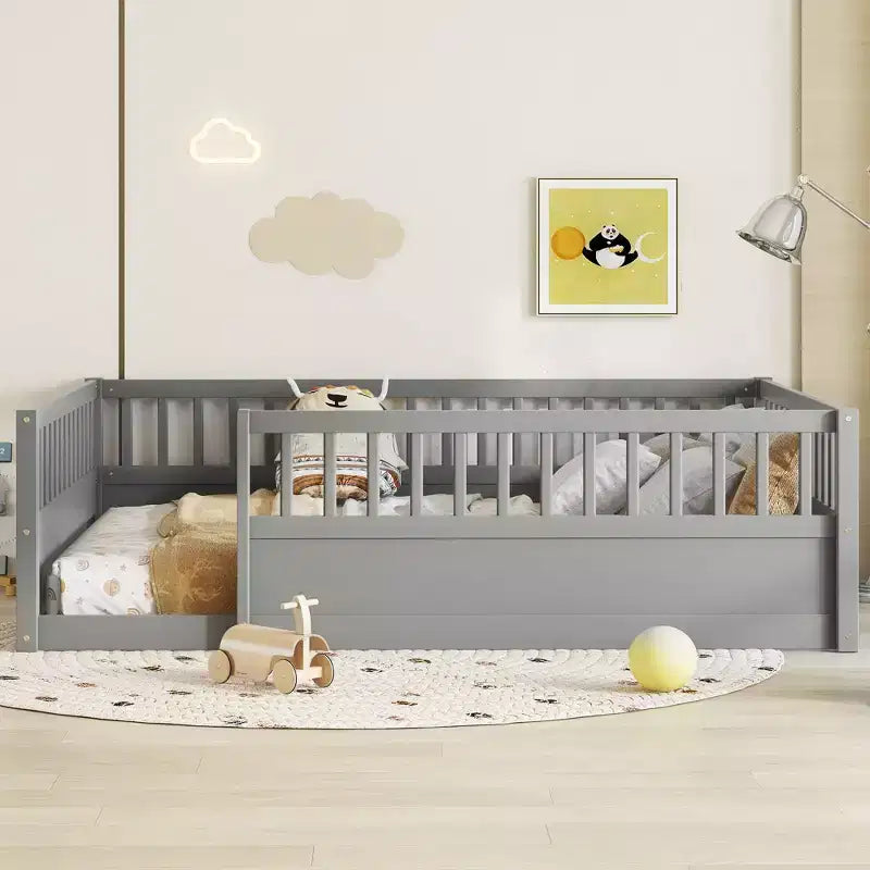 GDFStudio Julian Letto a Pavimento Moderno Montessori con Recinzione