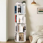 Libreria Rotante in Legno, Scaffale a 4 Livelli con Display a 360 Gradi, Organizzatore Multifunzionale per Soggiorno e Camera da Letto