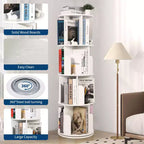 Libreria Rotante in Legno, Scaffale a 4 Livelli con Display a 360 Gradi, Organizzatore Multifunzionale per Soggiorno e Camera da Letto
