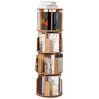Libreria Rotante in Legno, Scaffale a 4 Livelli con Display a 360 Gradi, Organizzatore Multifunzionale per Soggiorno e Camera da Letto