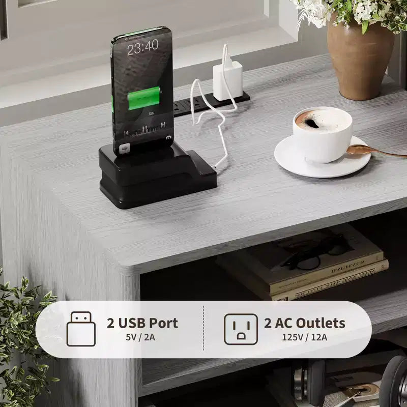Comodino scanalato con 2 cassetti e ripiano aperto, comodino moderno in legno per camera da letto, tavolino con contenitore per soggiorno