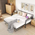 Zevemomo Twin Daybed with Pop Up Trundle,Metal Day Bed Frame LED Lights Day Bed with Trundle Bed Twin,Black Daybed for Living Room,Bedroom