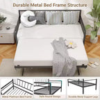 Divano letto Zevemomo con letto estraibile a scomparsa, telaio in metallo con luci a LED, letto estraibile singolo, divano letto nero per soggiorno, camera da letto