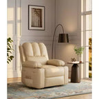 22'' Recliner Chair for Adults, Manual Recliner with 1.5X Sponge Filling, PU Leather Single Sofa with Cup Holders and Side Pockets, Vintage Leather