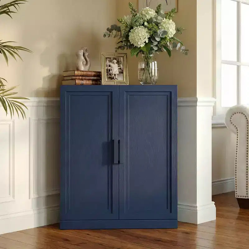Mobile ad Angolo Dovelina con Ripiani Regolabili Credenza Buffet Vetrinetta Vino Mobile da Cucina e Sala da Pranzo con Ante in Legno - 31H x 31W, 36H x 31W