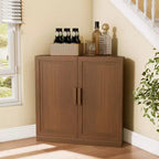Mobile ad Angolo Dovelina con Ripiani Regolabili Credenza Buffet Vetrinetta Vino Mobile da Cucina e Sala da Pranzo con Ante in Legno - 31H x 31W, 36H x 31W