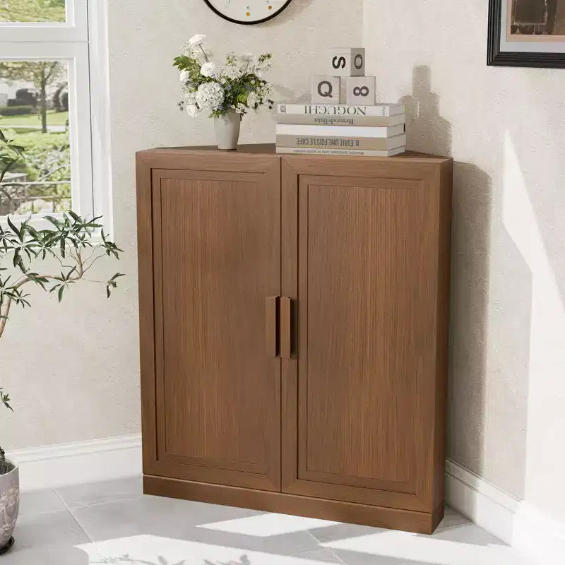 Mobile ad Angolo Dovelina con Ripiani Regolabili Credenza Buffet Vetrinetta Vino Mobile da Cucina e Sala da Pranzo con Ante in Legno - 31H x 31W, 36H x 31W