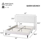 Telaio letto imbottito Queen/King Size con morbida testiera, struttura letto a piattaforma in legno per camera da letto - ModernLuxe