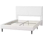 Telaio letto imbottito Queen/King Size con morbida testiera, struttura letto a piattaforma in legno per camera da letto - ModernLuxe