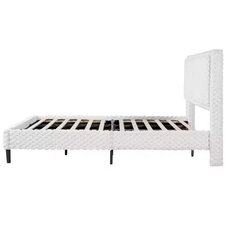 Telaio letto imbottito Queen/King Size con morbida testiera, struttura letto a piattaforma in legno per camera da letto - ModernLuxe