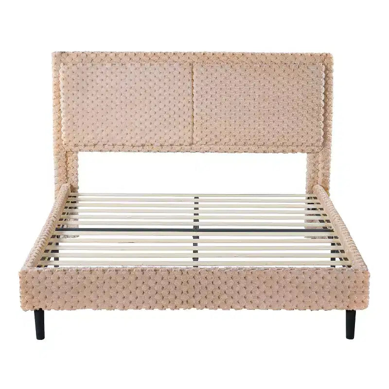 Telaio letto imbottito Queen/King Size con morbida testiera, struttura letto a piattaforma in legno per camera da letto - ModernLuxe