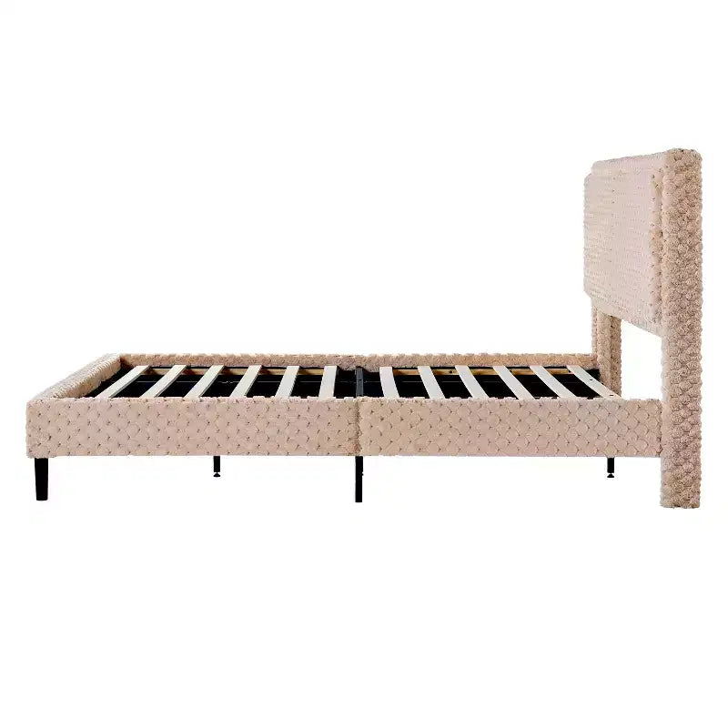 Telaio letto imbottito Queen/King Size con morbida testiera, struttura letto a piattaforma in legno per camera da letto - ModernLuxe