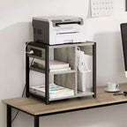 Carrello porta stampante a 3 livelli con prese di corrente e porte USB integrate, carrello portaoggetti multiuso con ripiani per casa e ufficio