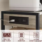 Carrello porta stampante a 3 livelli con prese di corrente e porte USB integrate, carrello portaoggetti multiuso con ripiani per casa e ufficio