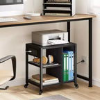 Carrello porta stampante a 3 livelli con prese di corrente e porte USB integrate, carrello portaoggetti multiuso con ripiani per casa e ufficio