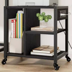 Carrello porta stampante a 3 livelli con prese di corrente e porte USB integrate, carrello portaoggetti multiuso con ripiani per casa e ufficio