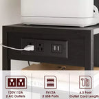 Carrello porta stampante a 3 livelli con prese di corrente e porte USB integrate, carrello portaoggetti multiuso con ripiani per casa e ufficio
