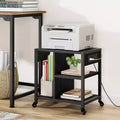 3-Tier Rolling Printer Stand with Built-In Power Outlets and USB Ports, Utility Storage Cart  Printer Cart with Storage Shelves for Home and Office