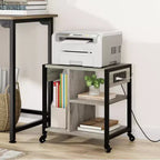 Carrello porta stampante a 3 livelli con prese di corrente e porte USB integrate, carrello portaoggetti multiuso con ripiani per casa e ufficio