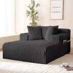 Mjkone Poltrona Letto Singola in Velluto a Coste 1 Posto, Chaise Longue con Cuscini, Braccioli Ampi, Portabicchieri, Contenitore
