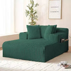 Mjkone Poltrona Letto Singola in Velluto a Coste 1 Posto, Chaise Longue con Cuscini, Braccioli Ampi, Portabicchieri, Contenitore