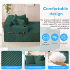 Mjkone Poltrona Letto Singola in Velluto a Coste 1 Posto, Chaise Longue con Cuscini, Braccioli Ampi, Portabicchieri, Contenitore