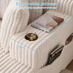 Mjkone Poltrona Letto Singola in Velluto a Coste 1 Posto, Chaise Longue con Cuscini, Braccioli Ampi, Portabicchieri, Contenitore