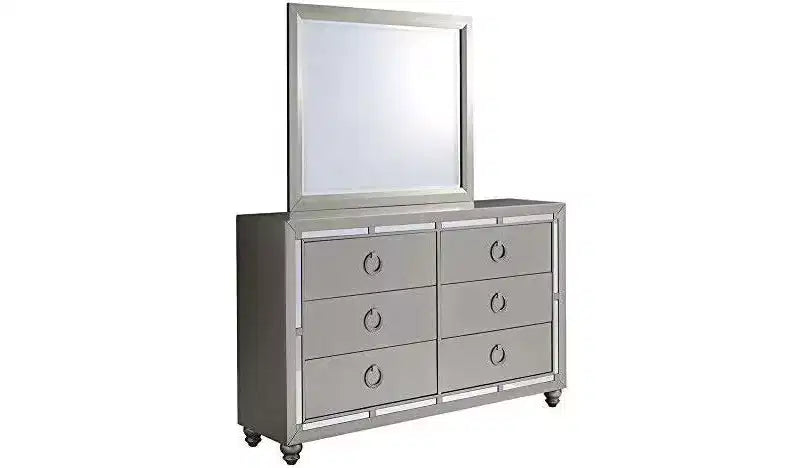HomeStock Specchio con Finitura Argento e Design Contemporaneo Elegante Accento per la Camera da Letto per un Look Raffinato