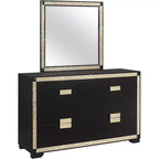 Specchio HomeStock nero e oro con cornice moderna – Elegante tocco di design per una camera da letto sofisticata