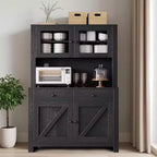63 Kitchen Pantry Cabinet with Drawers,Hutch Cabinet with Storage,Microwave Stand,Adjustable Shelves,Freestanding Tall Pantry Storage for Dining Room