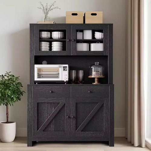 63 Kitchen Pantry Cabinet with Drawers,Hutch Cabinet with Storage,Microwave Stand,Adjustable Shelves,Freestanding Tall Pantry Storage for Dining Room