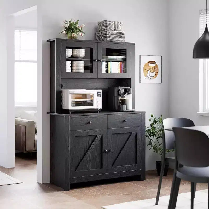 Mobile dispensa da cucina da 63 pollici con cassetti, credenza con mobiletto, supporto per microonde, ripiani regolabili, mobiletto dispensa alto indipendente per sala da pranzo