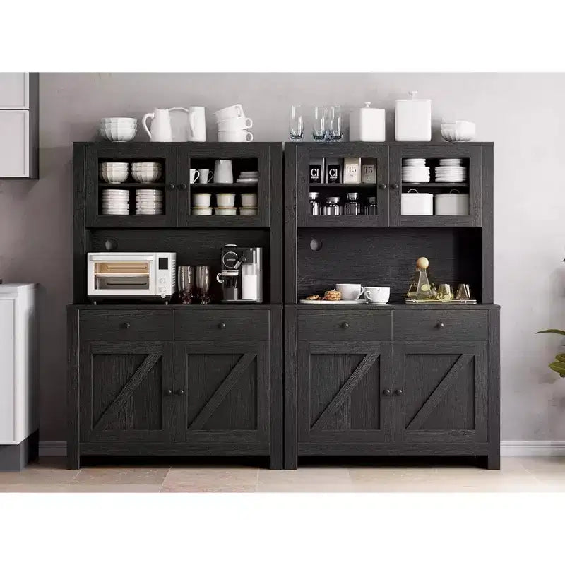 Mobile dispensa da cucina da 63 pollici con cassetti, credenza con mobiletto, supporto per microonde, ripiani regolabili, mobiletto dispensa alto indipendente per sala da pranzo