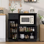 TruAIR Mobiletti Cucina e Microonde con Contenitore, Credenza a Buffet con 3 Ante, 1 Cassetto e Ripiani Regolabili, Mobile Dispensa per Stanza