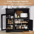 TruAIR Mobiletti Cucina e Microonde con Contenitore, Credenza a Buffet con 3 Ante, 1 Cassetto e Ripiani Regolabili, Mobile Dispensa per Stanza