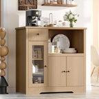 TruAIR Mobiletti Cucina e Microonde con Contenitore, Credenza a Buffet con 3 Ante, 1 Cassetto e Ripiani Regolabili, Mobile Dispensa per Stanza