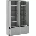 HomeStock Armadietti multiuso in metallo da 74 pollici (188 cm) H e 12,5 pollici (31,75 cm) L con 2 ante e 3 ripiani