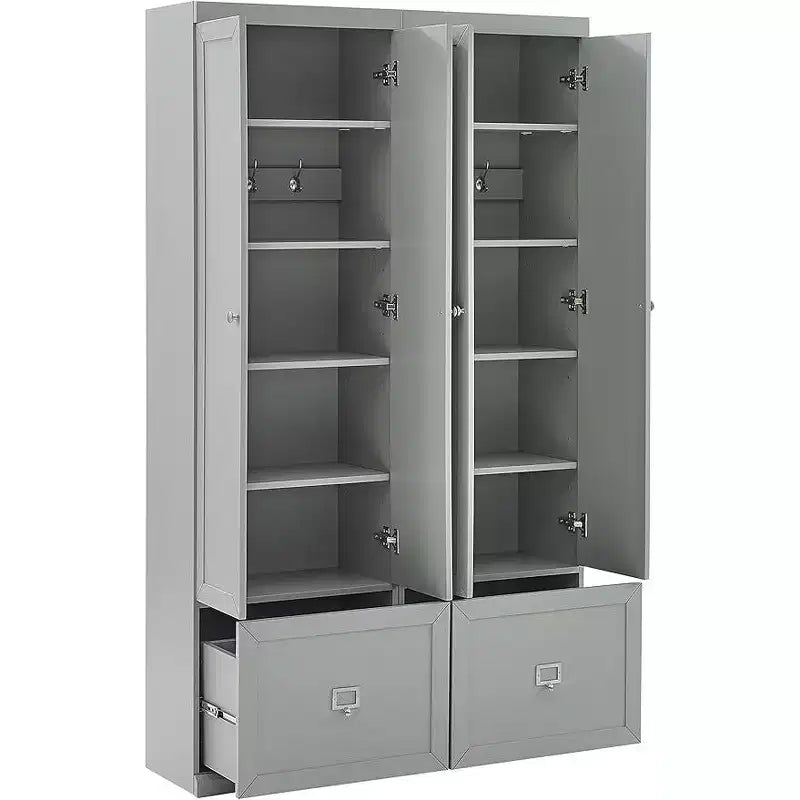 HomeStock Armadietti multiuso in metallo da 74 pollici (188 cm) H e 12,5 pollici (31,75 cm) L con 2 ante e 3 ripiani