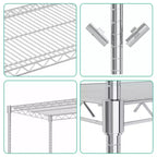 Scaffale a 5 livelli con ruote, scaffalatura metallica da garage, scaffale regolabile per dispensa, scaffalatura commerciale