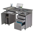 Okak 47.5IN Scrivanie Moderne per Ufficio Domestico, Scrivania per Computer con 3 Cassetti e 1 Anta Armadio, Scrivania per Soggiorno, Studio