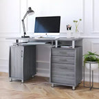 Okak 47.5IN Scrivanie Moderne per Ufficio Domestico, Scrivania per Computer con 3 Cassetti e 1 Anta Armadio, Scrivania per Soggiorno, Studio