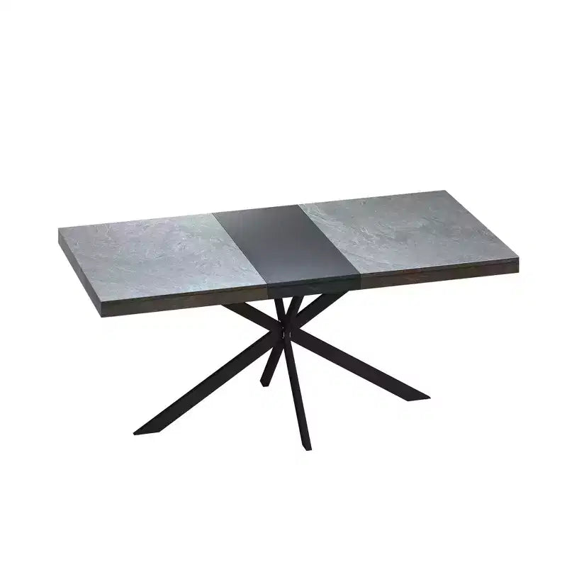 Okak 70IN Tavolo da Pranzo Rettangolare Allungabile Retrò, Tavolo Pieghevole con Base a Croce in Ferro Nero, Tavolo da Pranzo per Sala da Pranzo